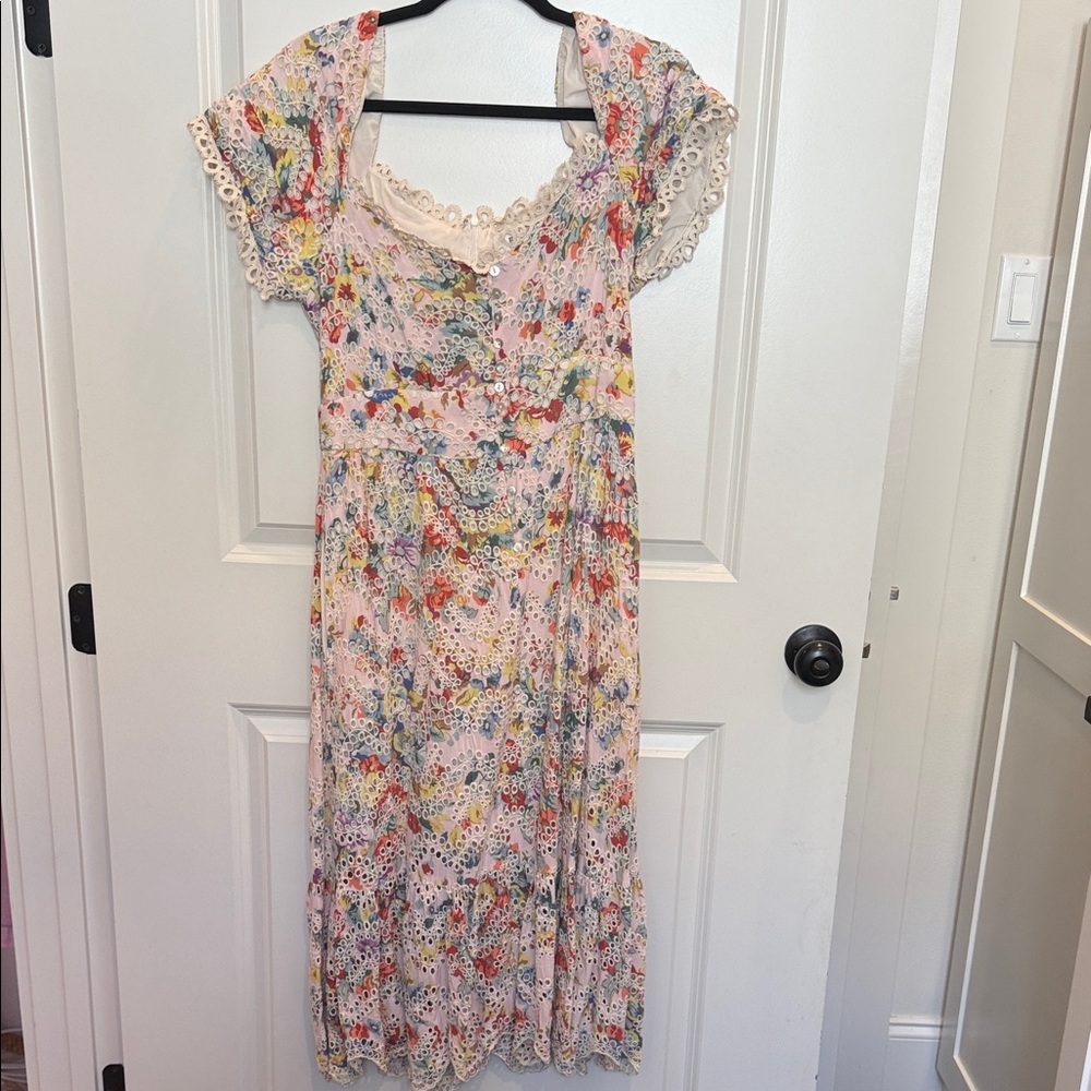 Elliatt Floral Midi Dress in Pink, Red, Yellow & Green
